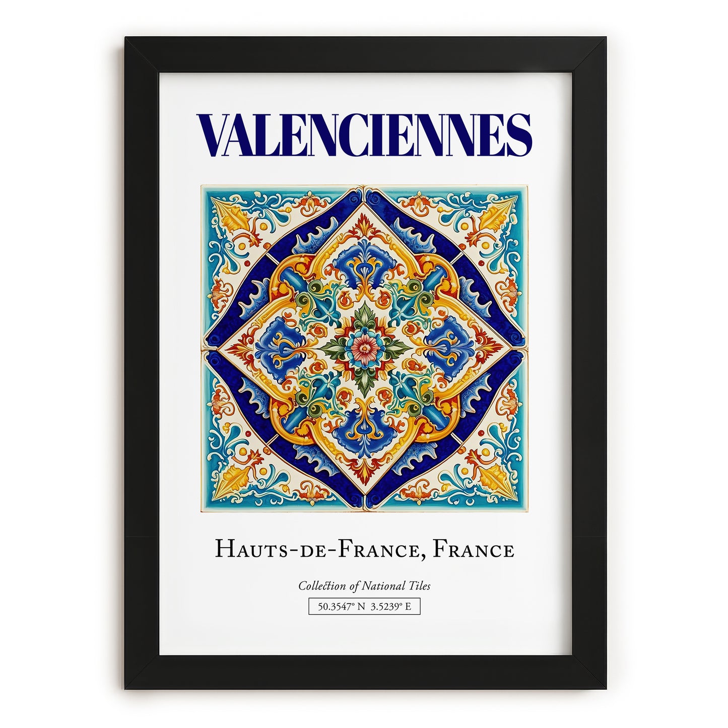 Valenciennes, France – World Heritage Travel Poster, in sleek black frame