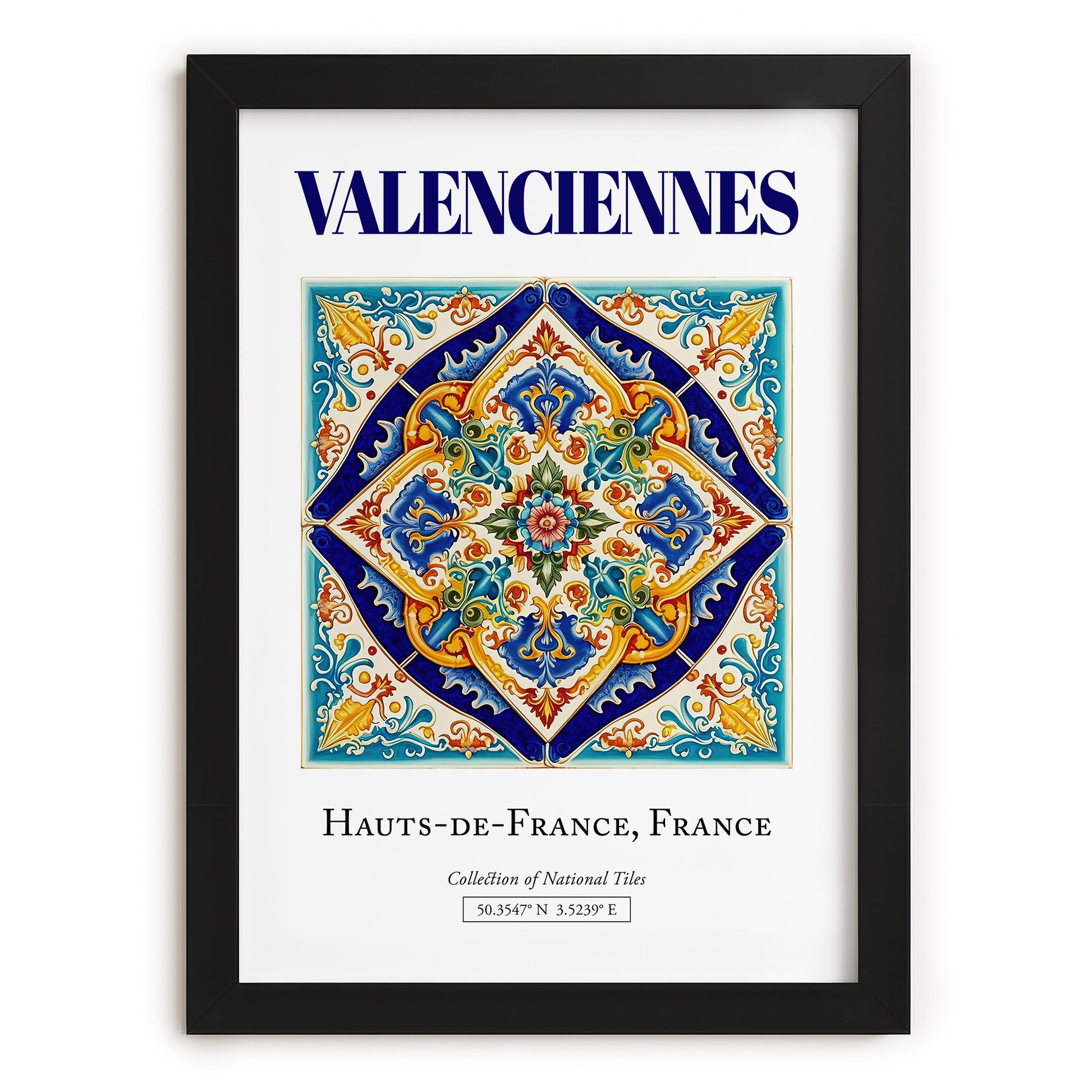 Valenciennes, France – World Heritage Travel Poster, in sleek black frame