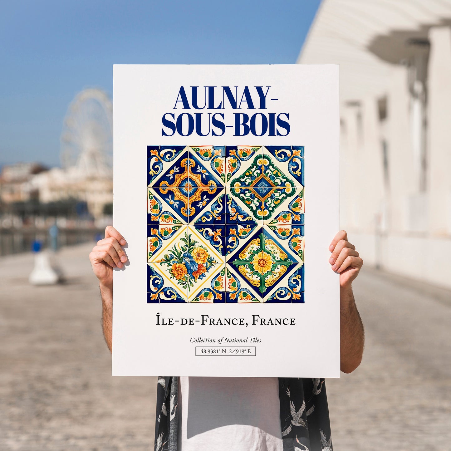 Aulnay-sous-Bois, France – Cultural Heritage Wall Art, no-text version framed in wood