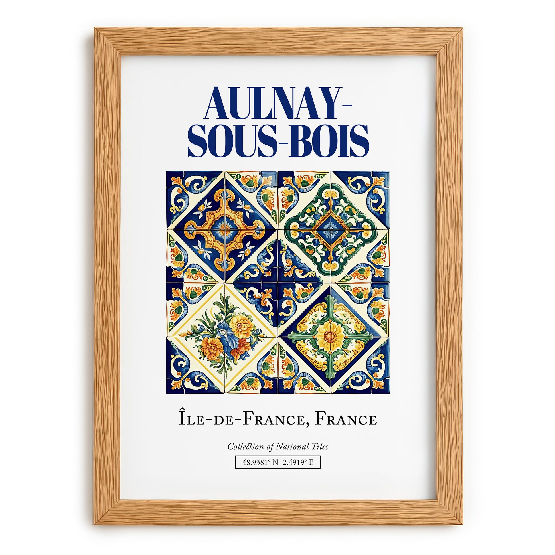 Aulnay-sous-Bois, France – Cultural Heritage Wall Art, set in oak frame