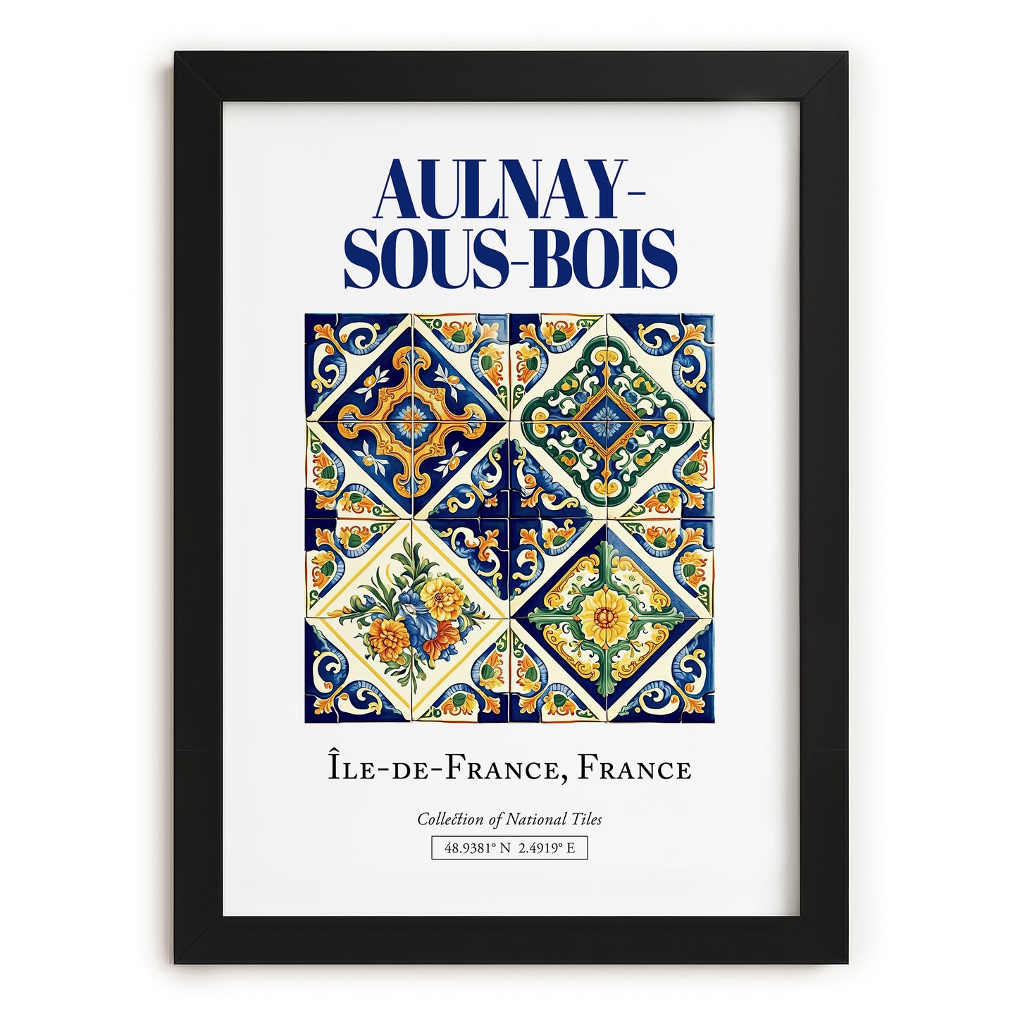 Aulnay-sous-Bois, France – Cultural Heritage Wall Art, in sleek black frame