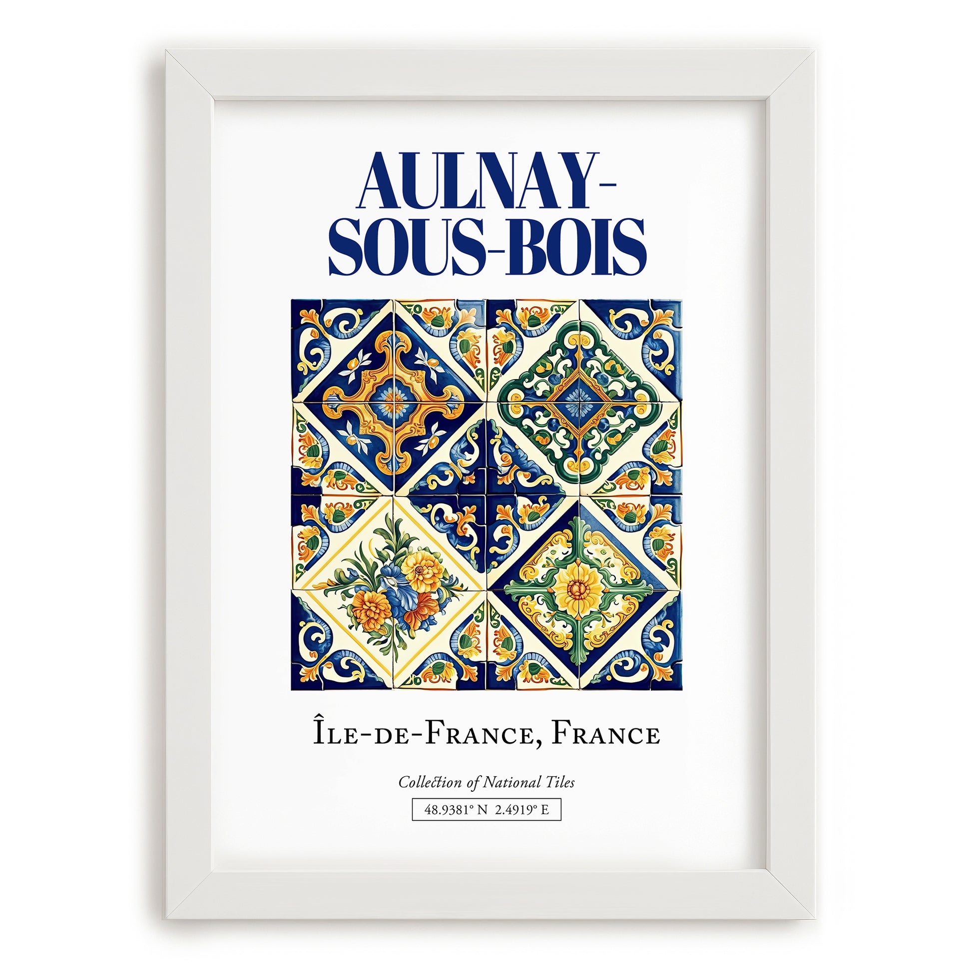 Aulnay-sous-Bois, France – Cultural Heritage Wall Art, placed in minimal white frame