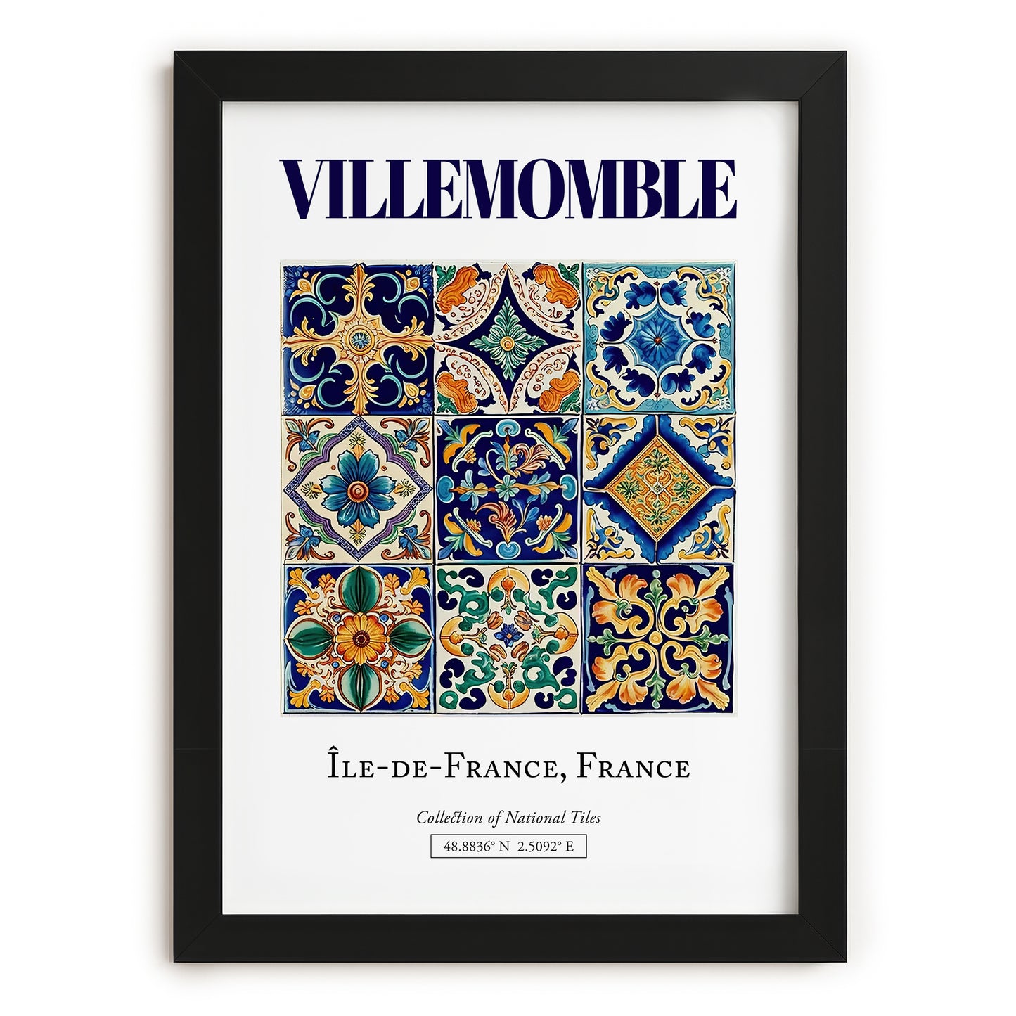 Villemomble, France – Minimalist Travel Print, in sleek black frame