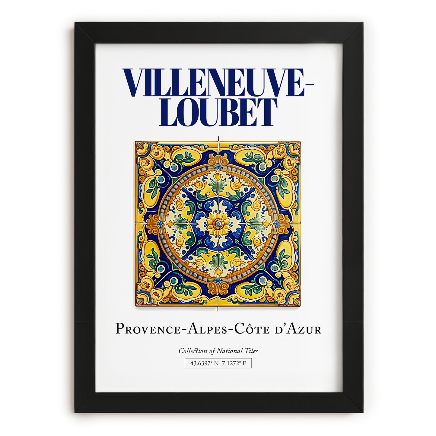 Villeneuve-Loubet, France – Travel Wall Art, in sleek black frame
