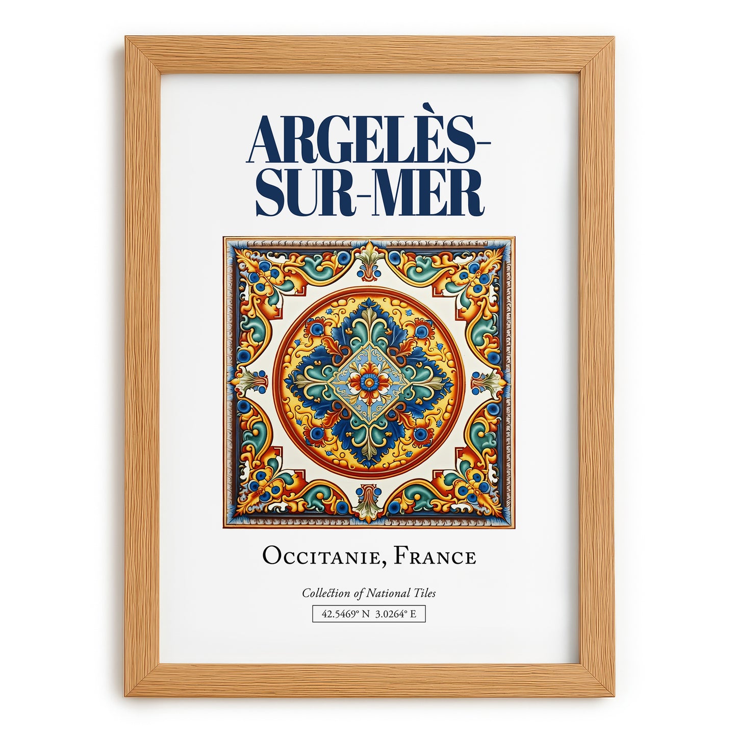 Argelès-sur-Mer, France – Travel Wall Art, set in oak frame