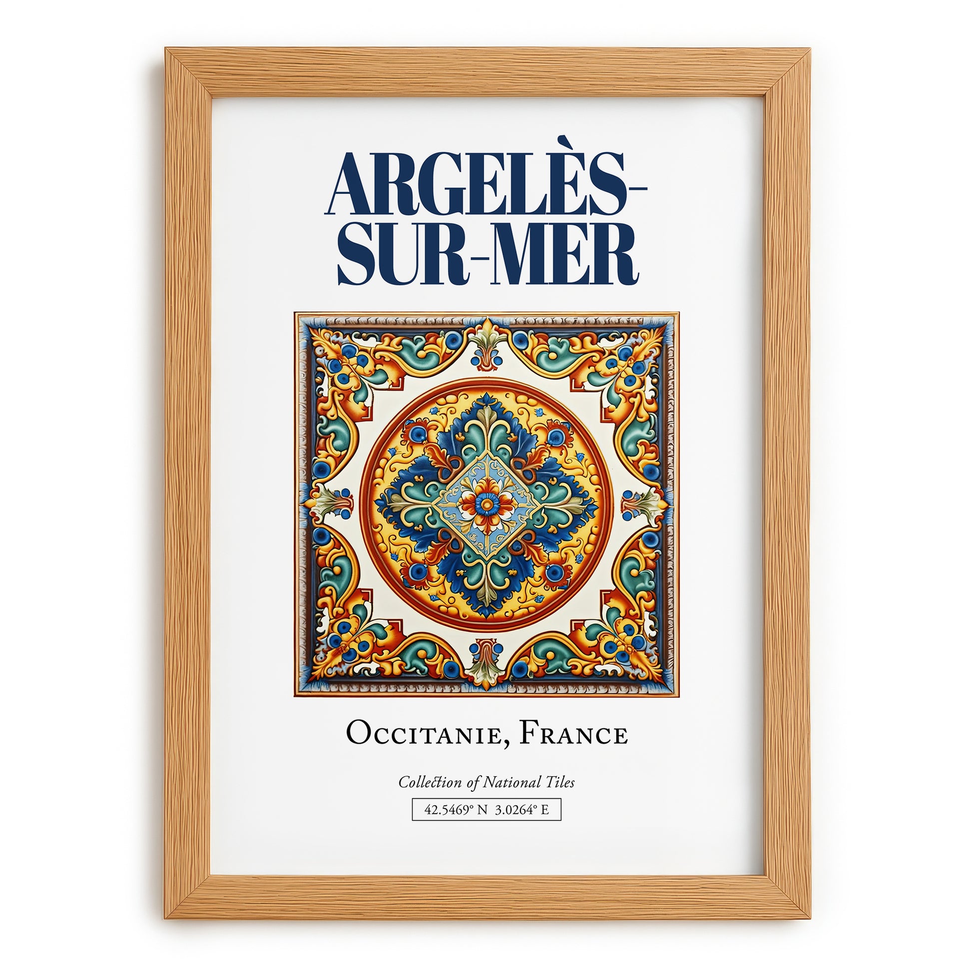 Argelès-sur-Mer, France – Travel Wall Art, set in oak frame