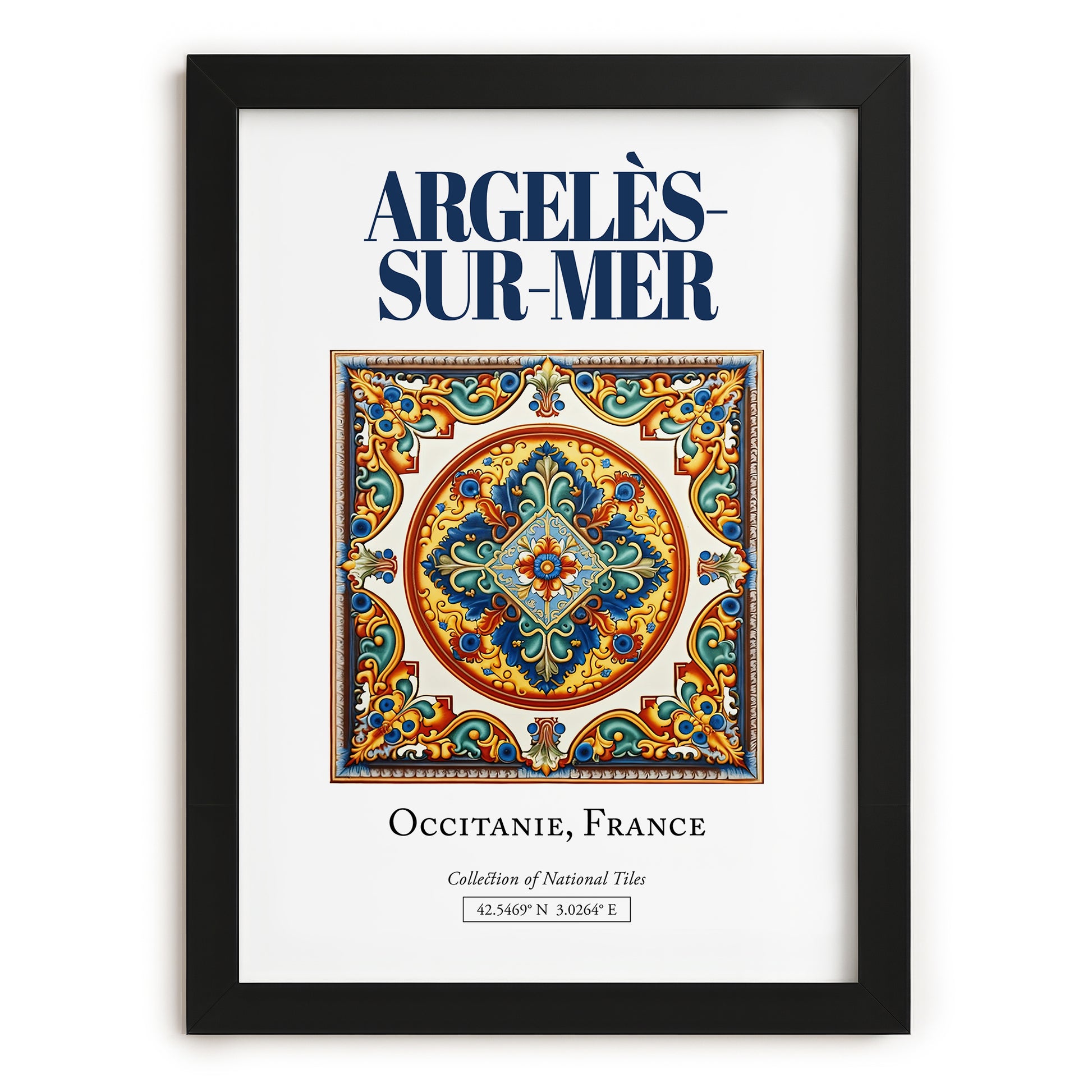 Argelès-sur-Mer, France – Travel Wall Art, in sleek black frame