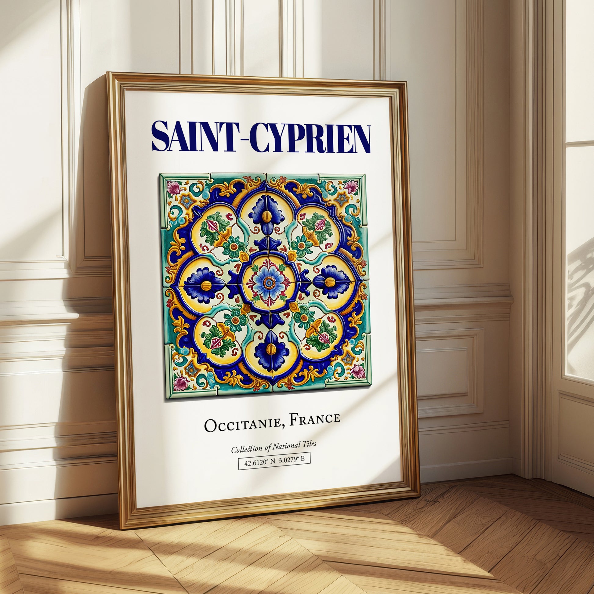 Saint-Cyprien, France – World Heritage Travel Poster, styled in a charming Paris street view