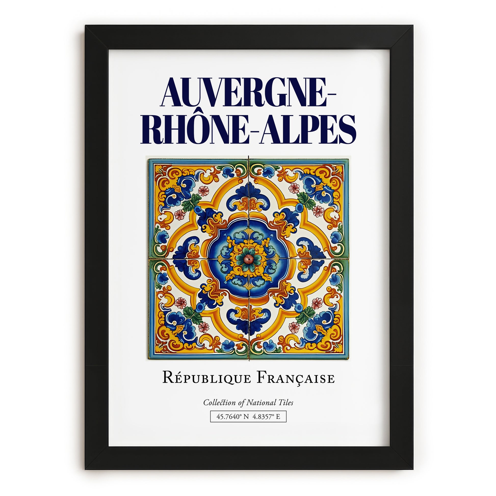 Auvergne-Rhône-Alpes, France – Travel Wall Art, in sleek black frame