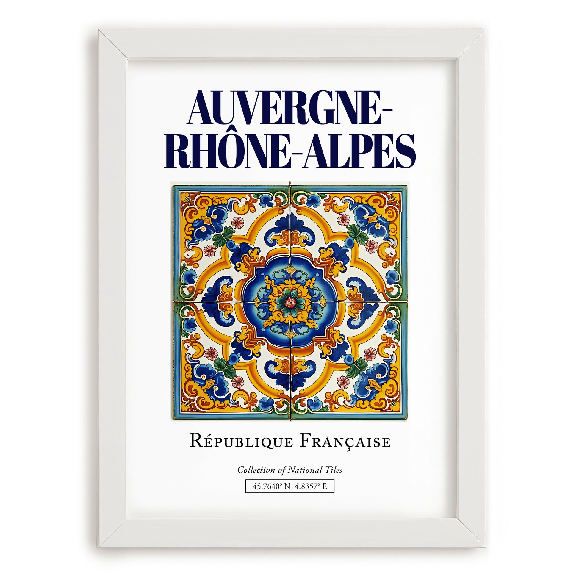 Auvergne-Rhône-Alpes, France – Travel Wall Art, placed in minimal white frame