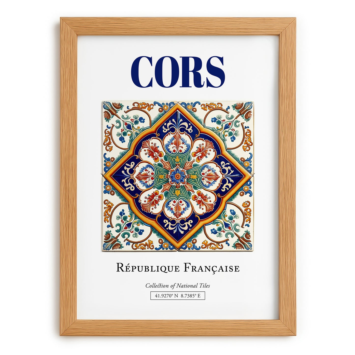Cors, France – World Heritage Travel Poster, set in oak frame