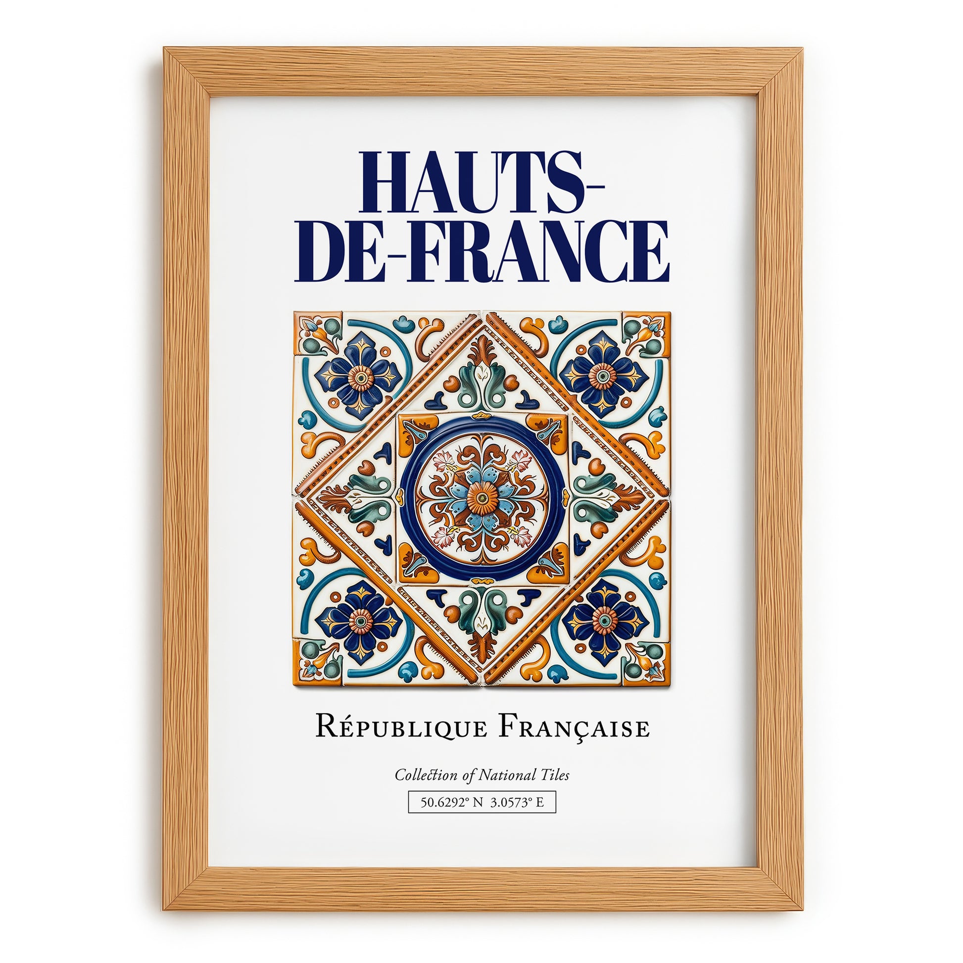 Hauts-de-France, France – Travel Poster, set in oak frame