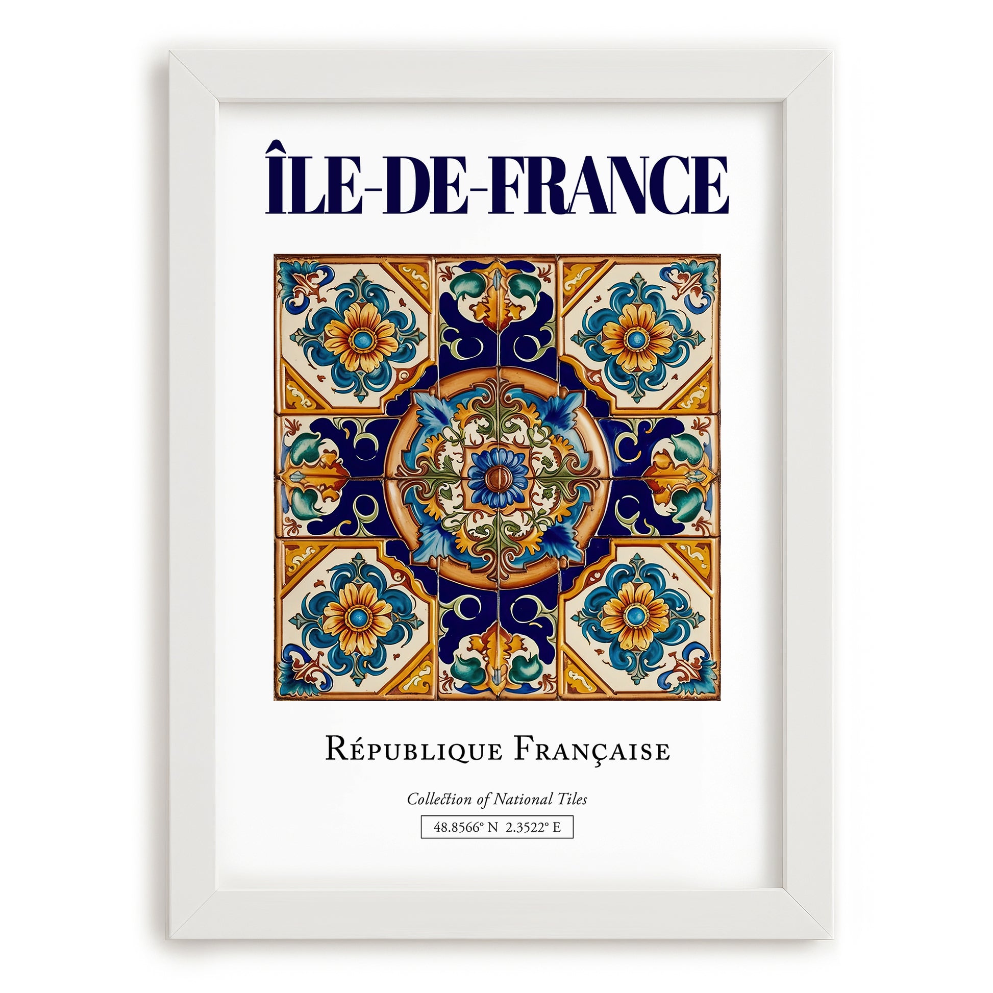 Île-de-France, France – World Heritage Travel Poster, placed in minimal white frame