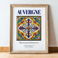 Auvergne, France – Travel Poster, in wooden frame leaning on the floor
