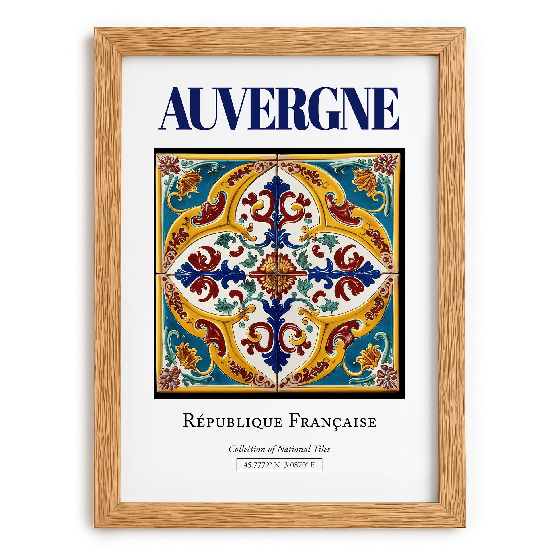 Auvergne, France – Travel Poster, set in oak frame