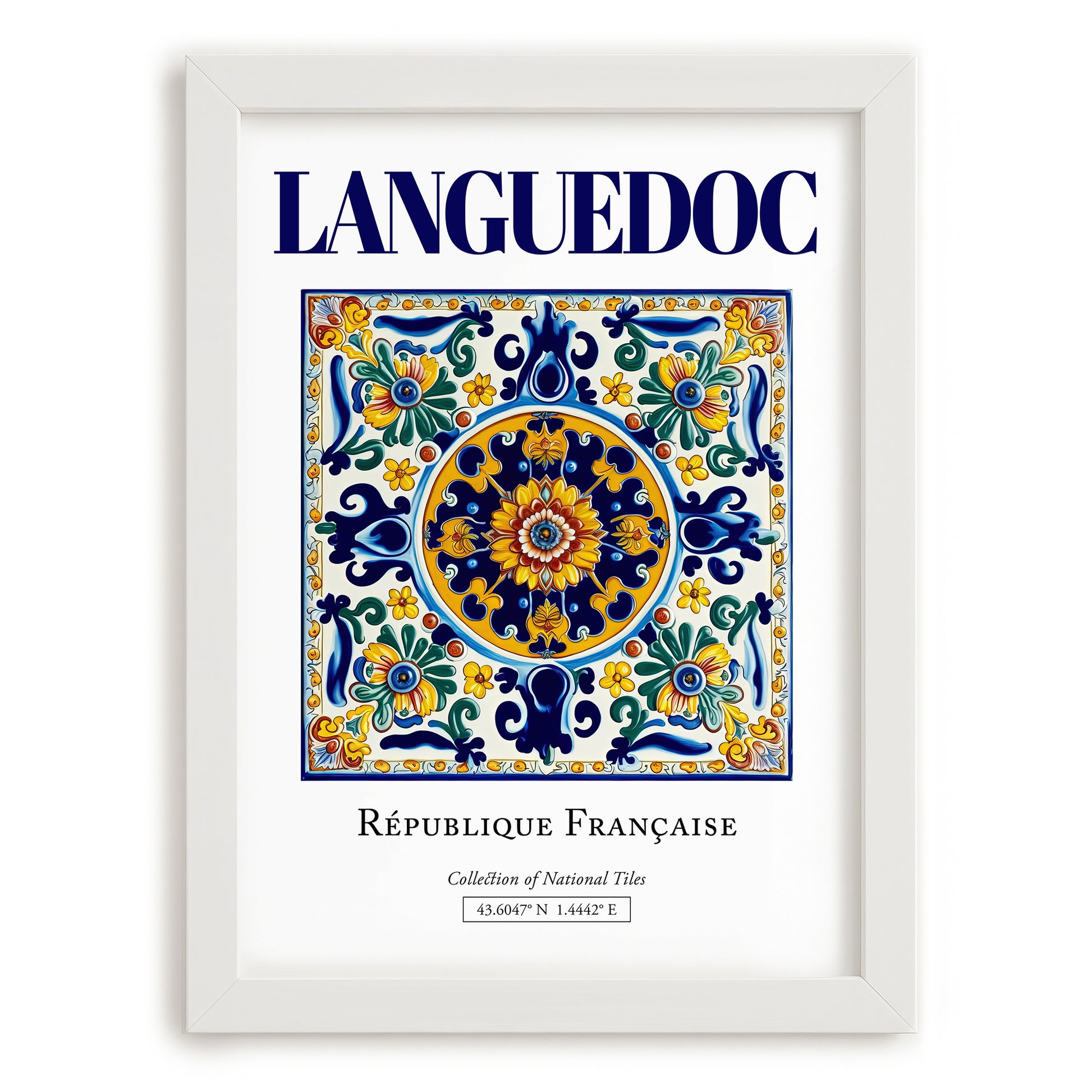 Languedoc, France – Travel Poster, placed in minimal white frame