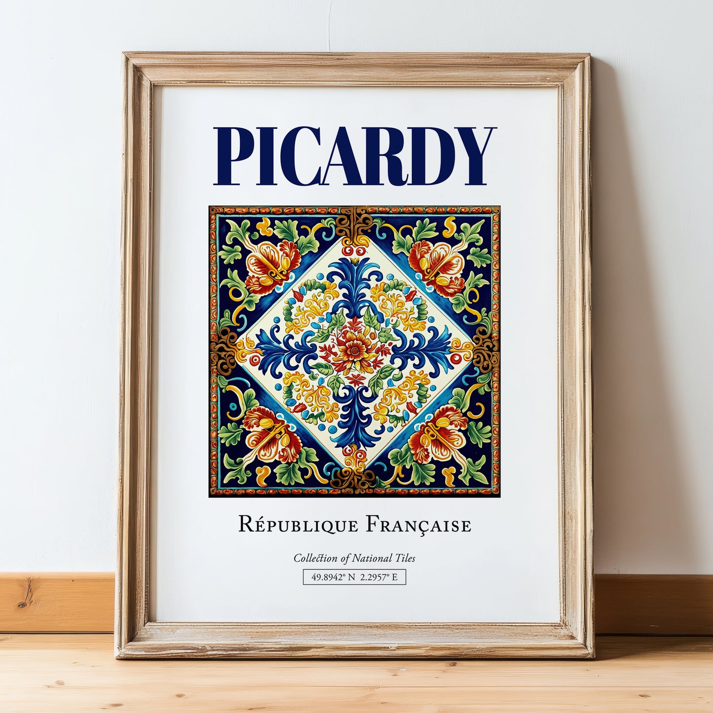 Picardy, France – Travel Wall Decor, in wooden frame leaning on the floor