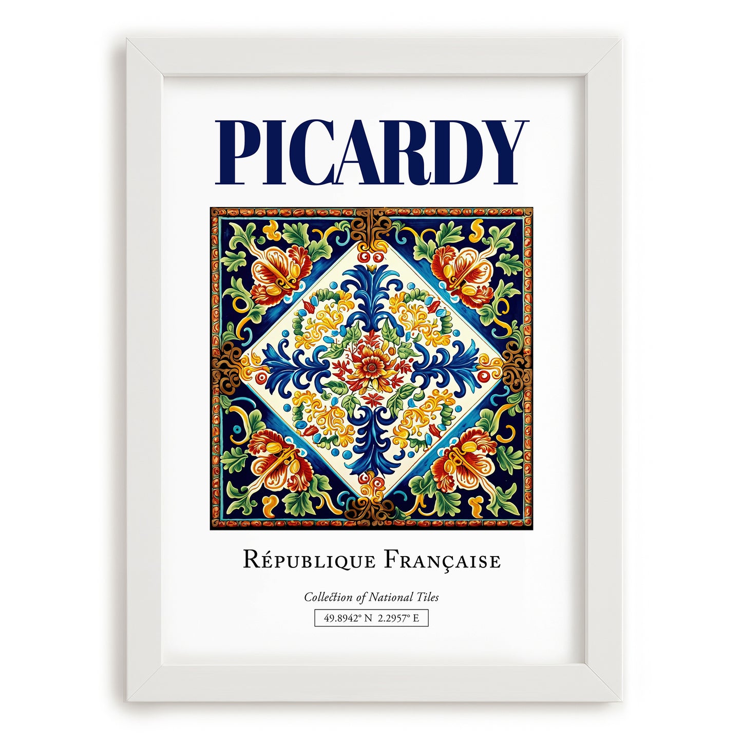 Picardy, France – Travel Wall Decor, placed in minimal white frame
