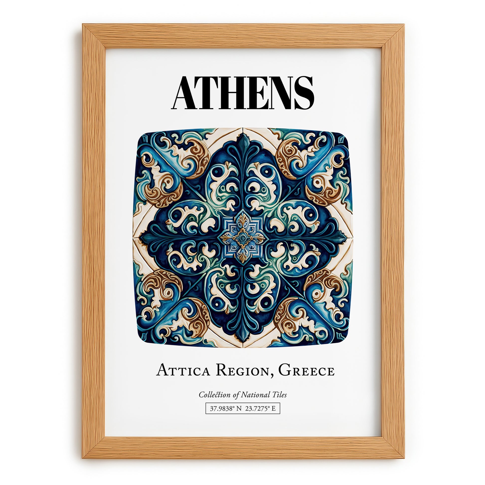 Athens, Greece – Wanderlust-Inspired Poster, set in oak frame