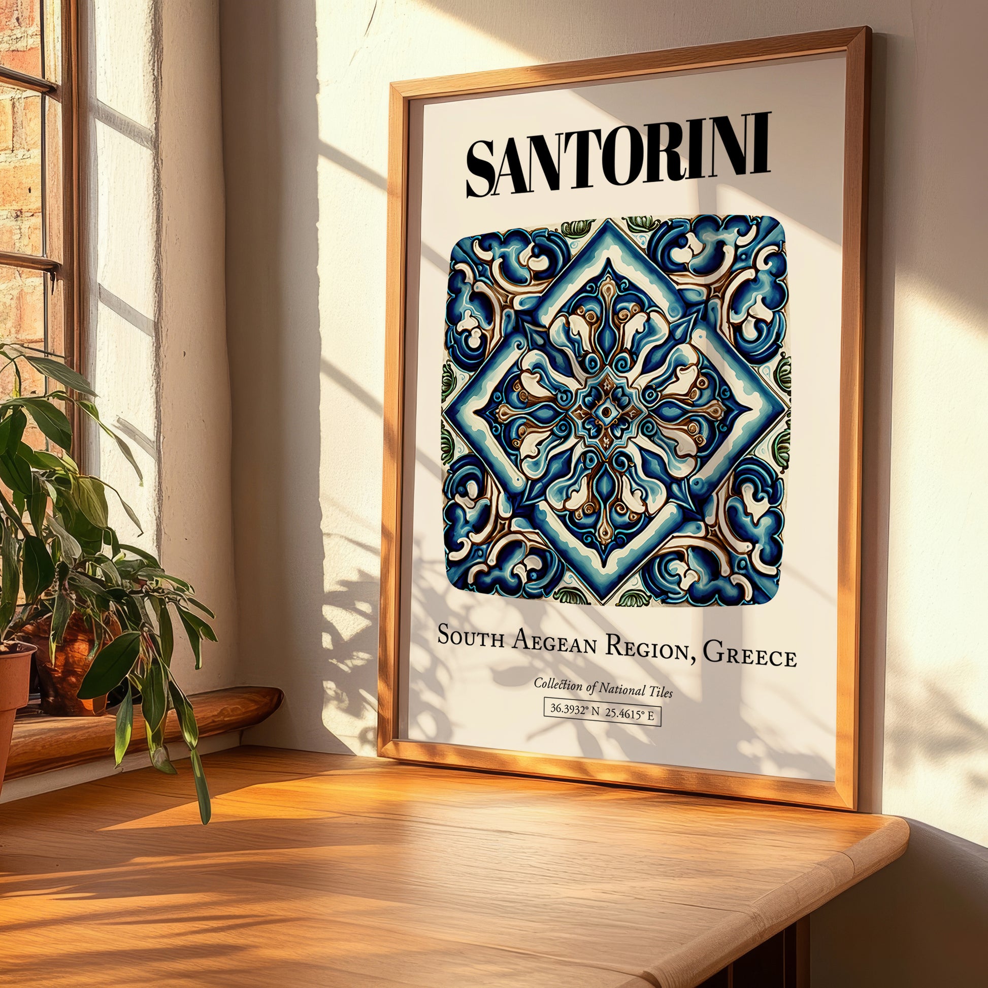 Santorini, Greece – Travel Poster, clean layout with no caption