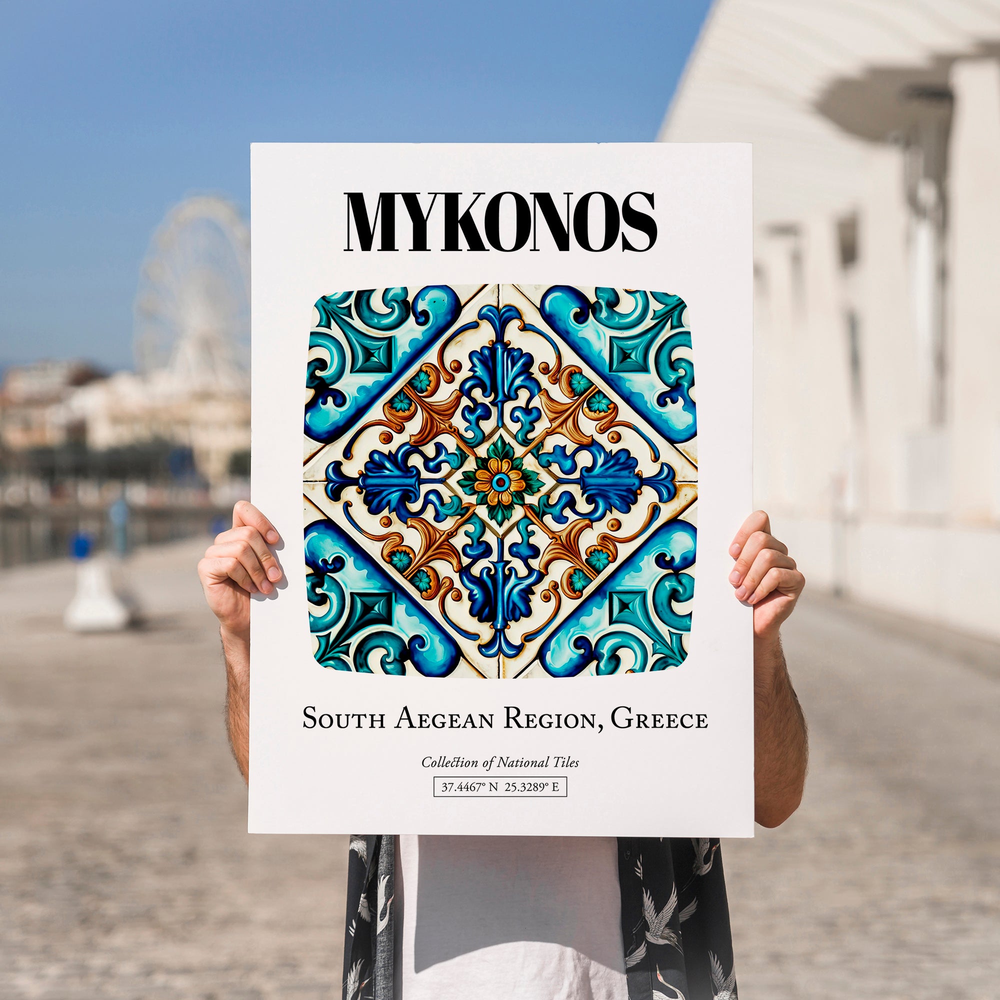 Mykonos, Greece – Travel Wall Decor, no-text version framed in wood