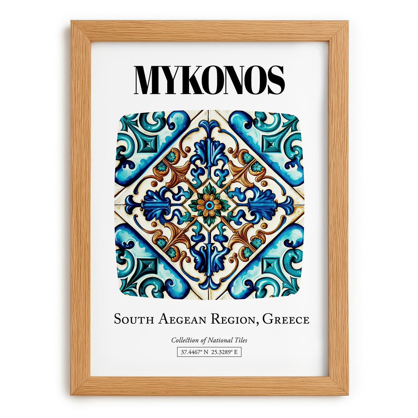 Mykonos, Greece – Travel Wall Decor, set in oak frame