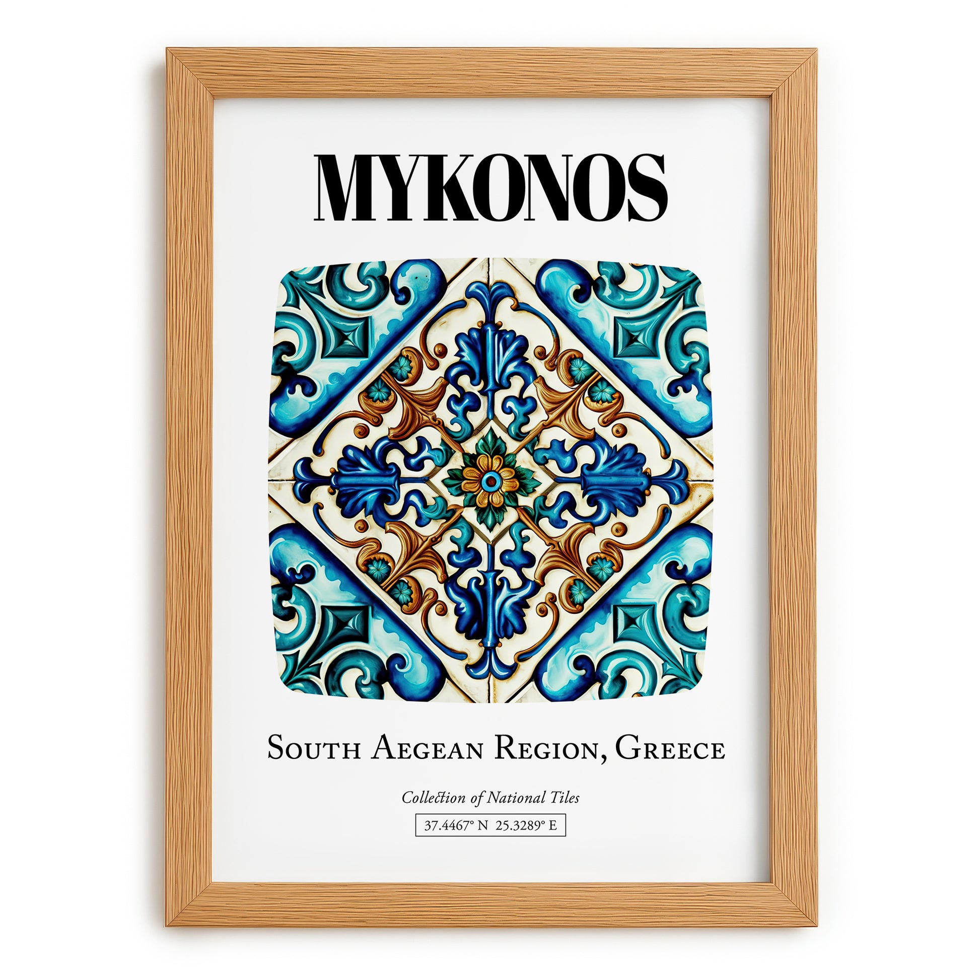Mykonos, Greece – Travel Wall Decor, set in oak frame