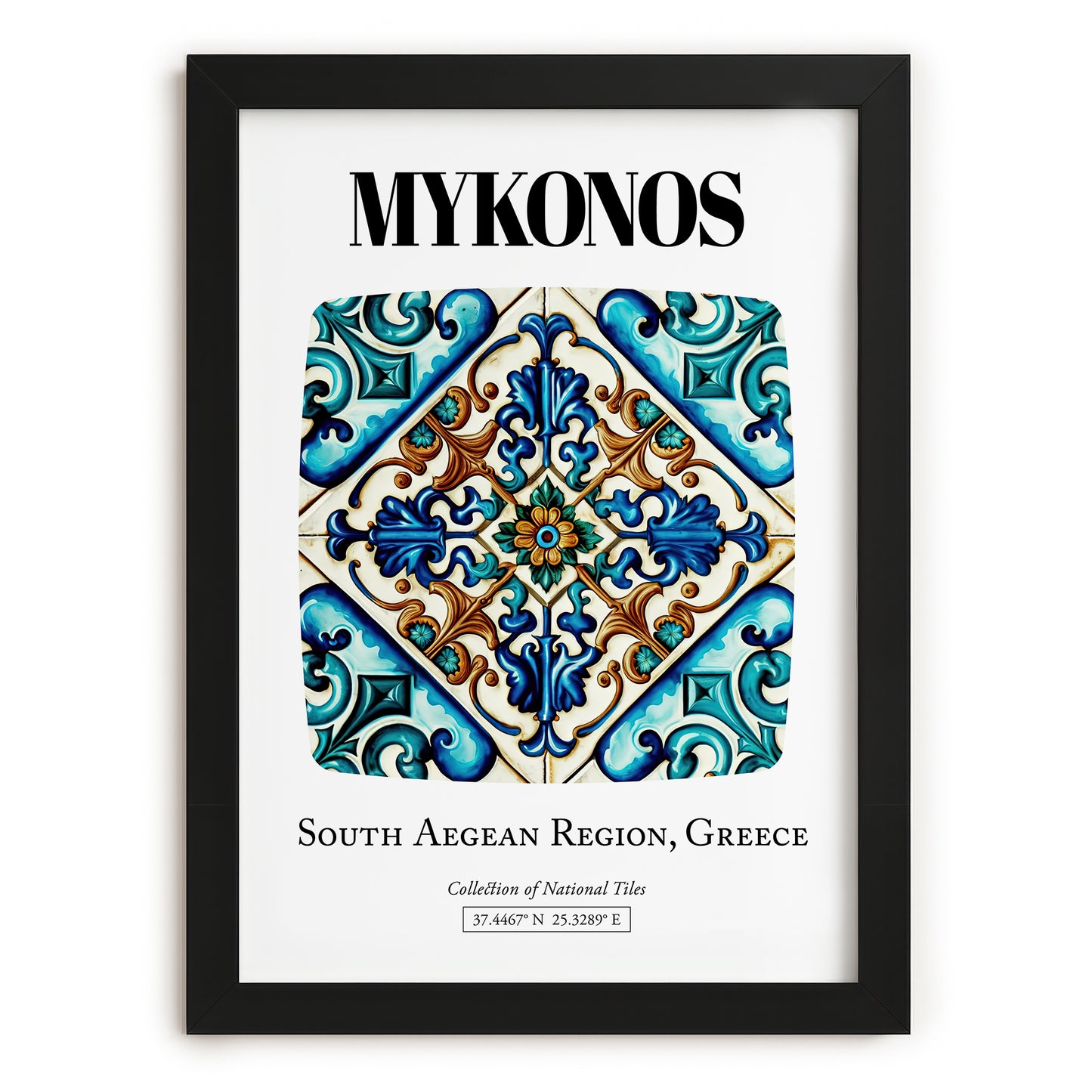 Mykonos, Greece – Travel Wall Decor, in sleek black frame