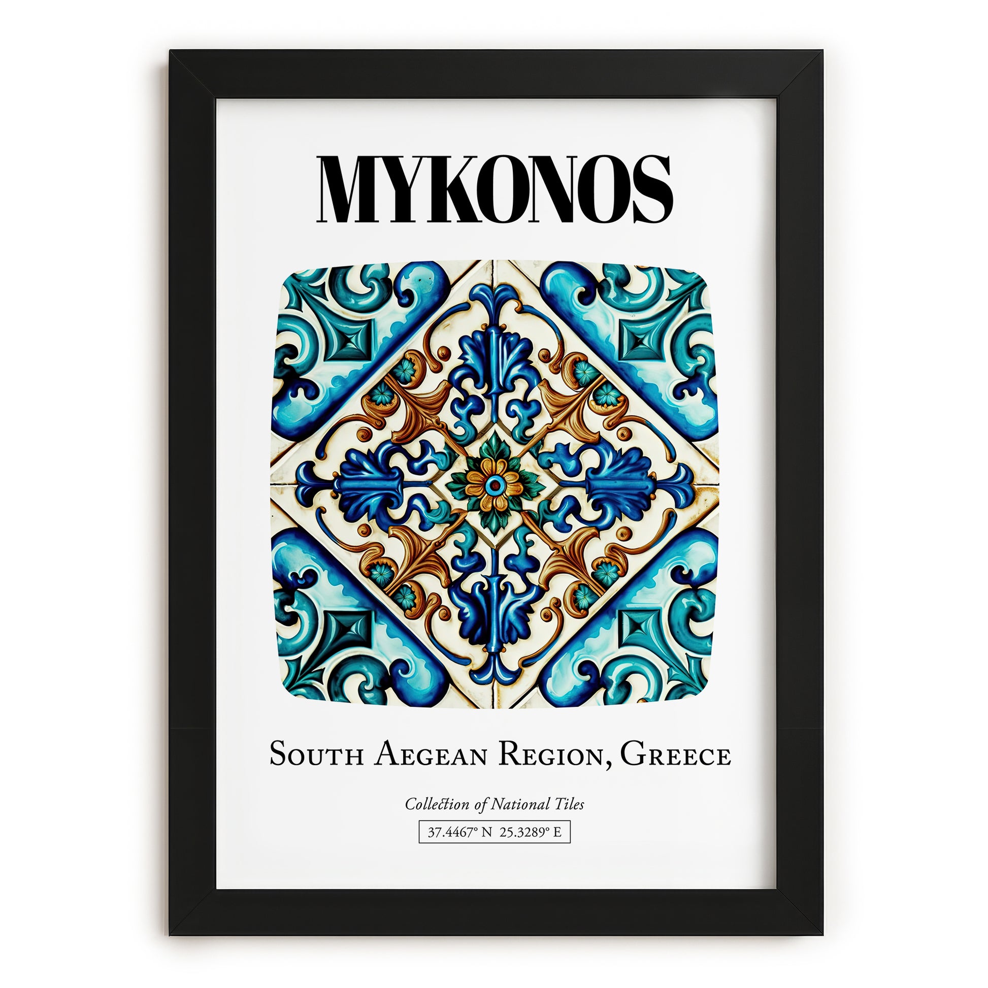 Mykonos, Greece – Travel Wall Decor, in sleek black frame