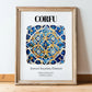 Corfu, Greece – Travel Print, in wooden frame leaning on the floor