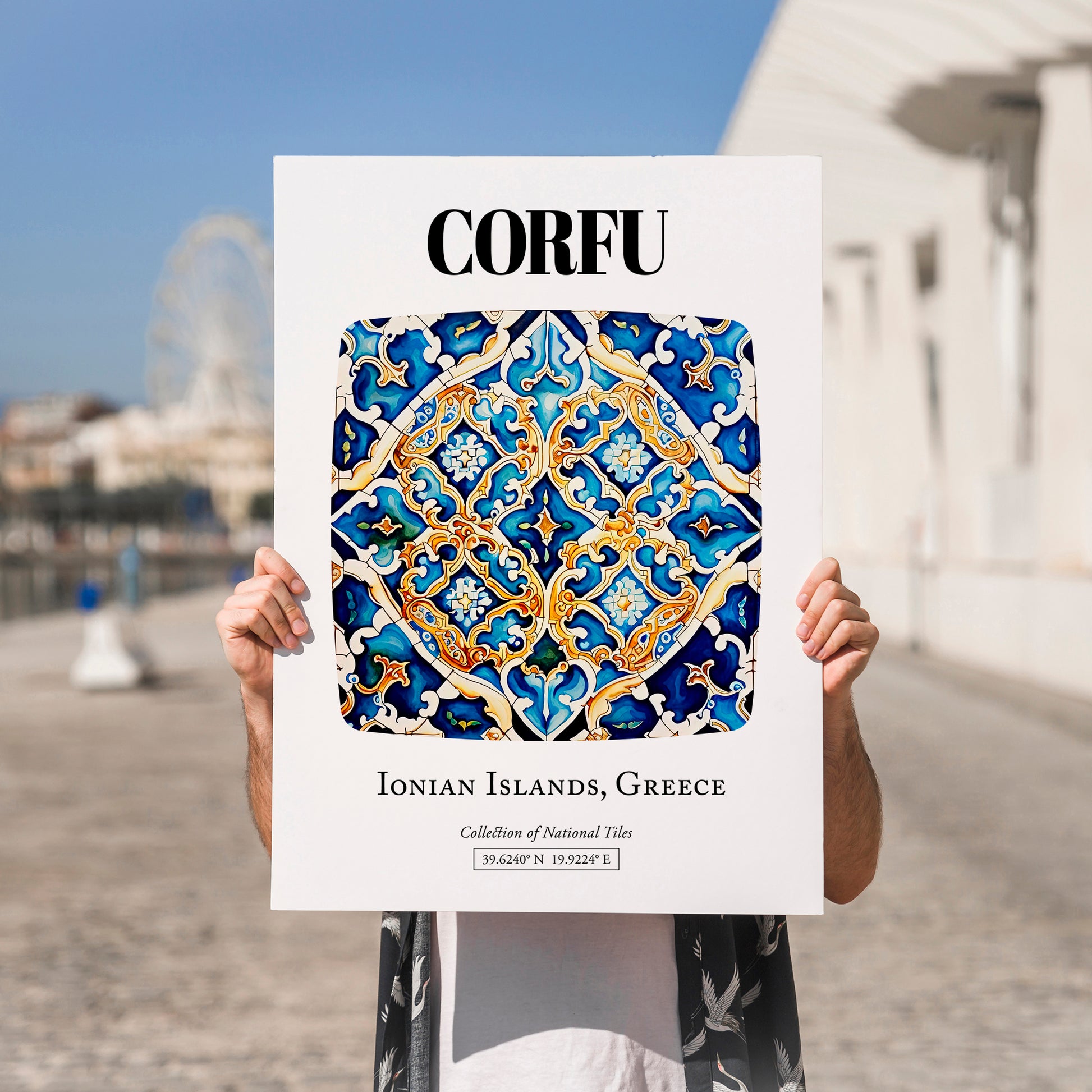 Corfu, Greece – Travel Print, no-text version framed in wood