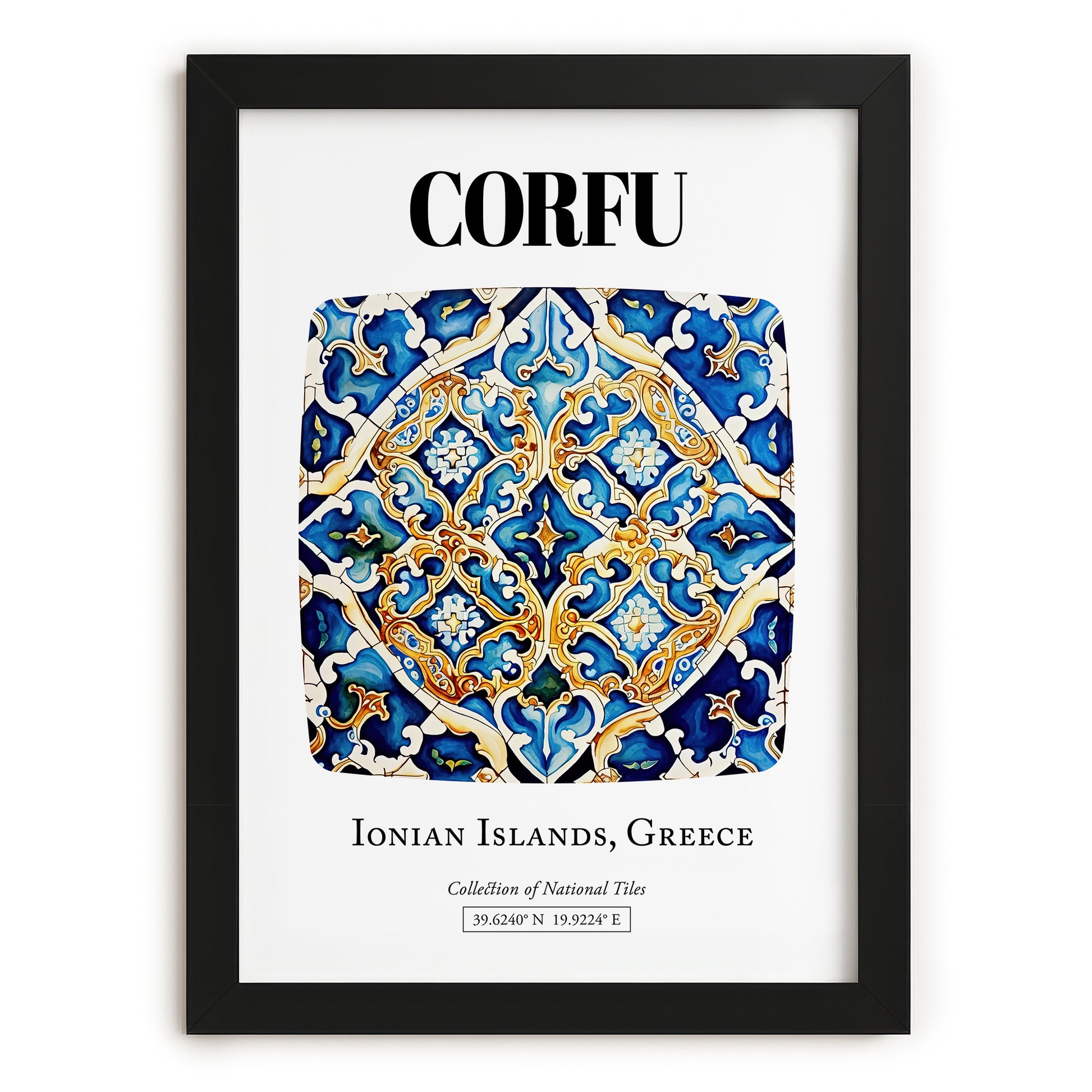 Corfu, Greece – Travel Print, in sleek black frame