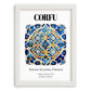 Corfu, Greece – Travel Print, placed in minimal white frame