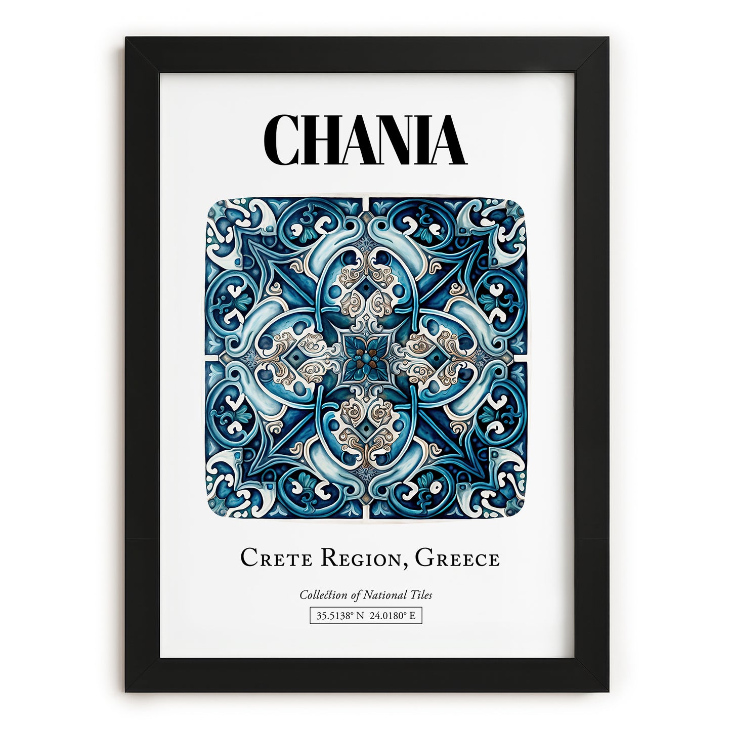 Chania, Greece – Travel Wall Art, in sleek black frame