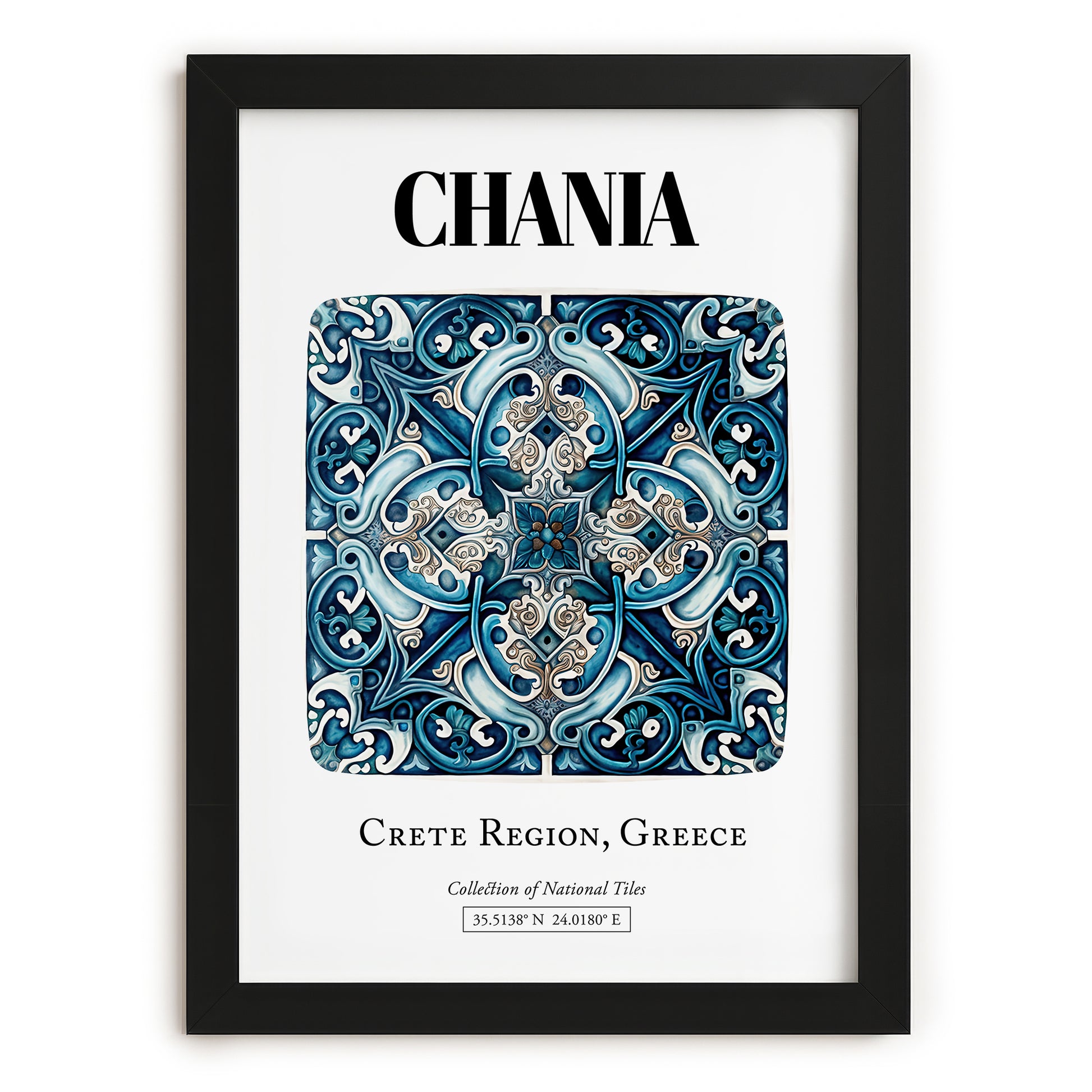 Chania, Greece – Travel Wall Art, in sleek black frame