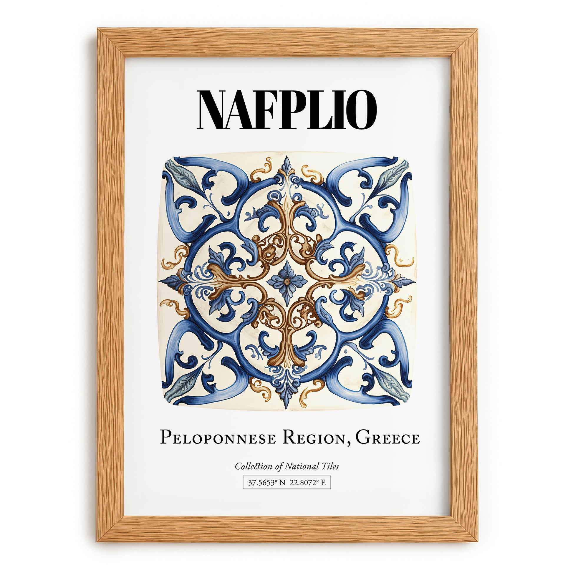 Nafplio, Greece – Wanderlust-Inspired Poster, set in oak frame