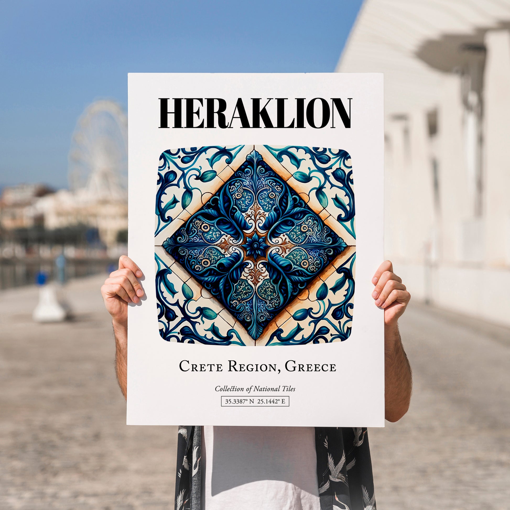 Heraklion, Greece – Travel Wall Art, no-text version framed in wood