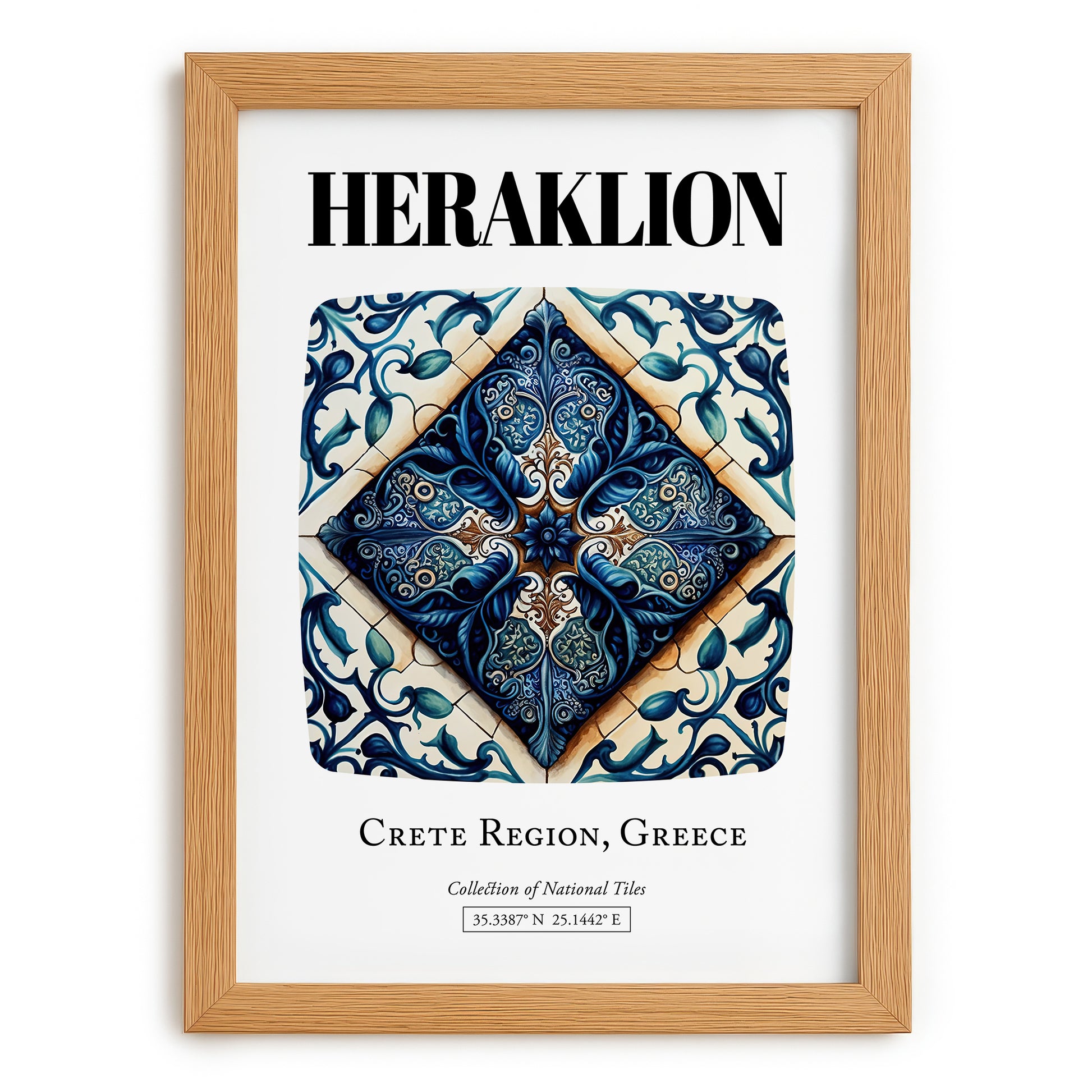 Heraklion, Greece – Travel Wall Art, set in oak frame