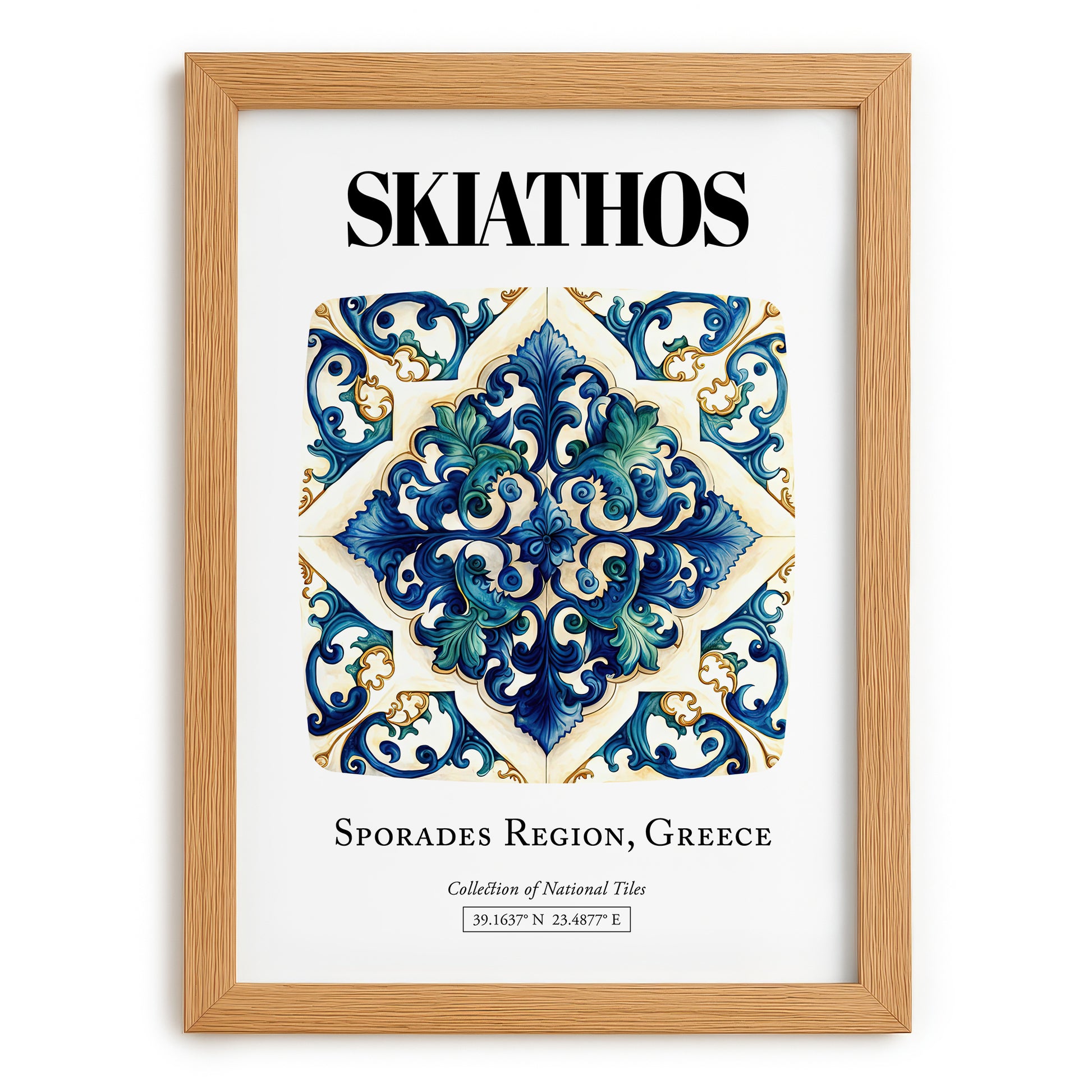 Skiathos, Greece – World Travel Art, set in oak frame