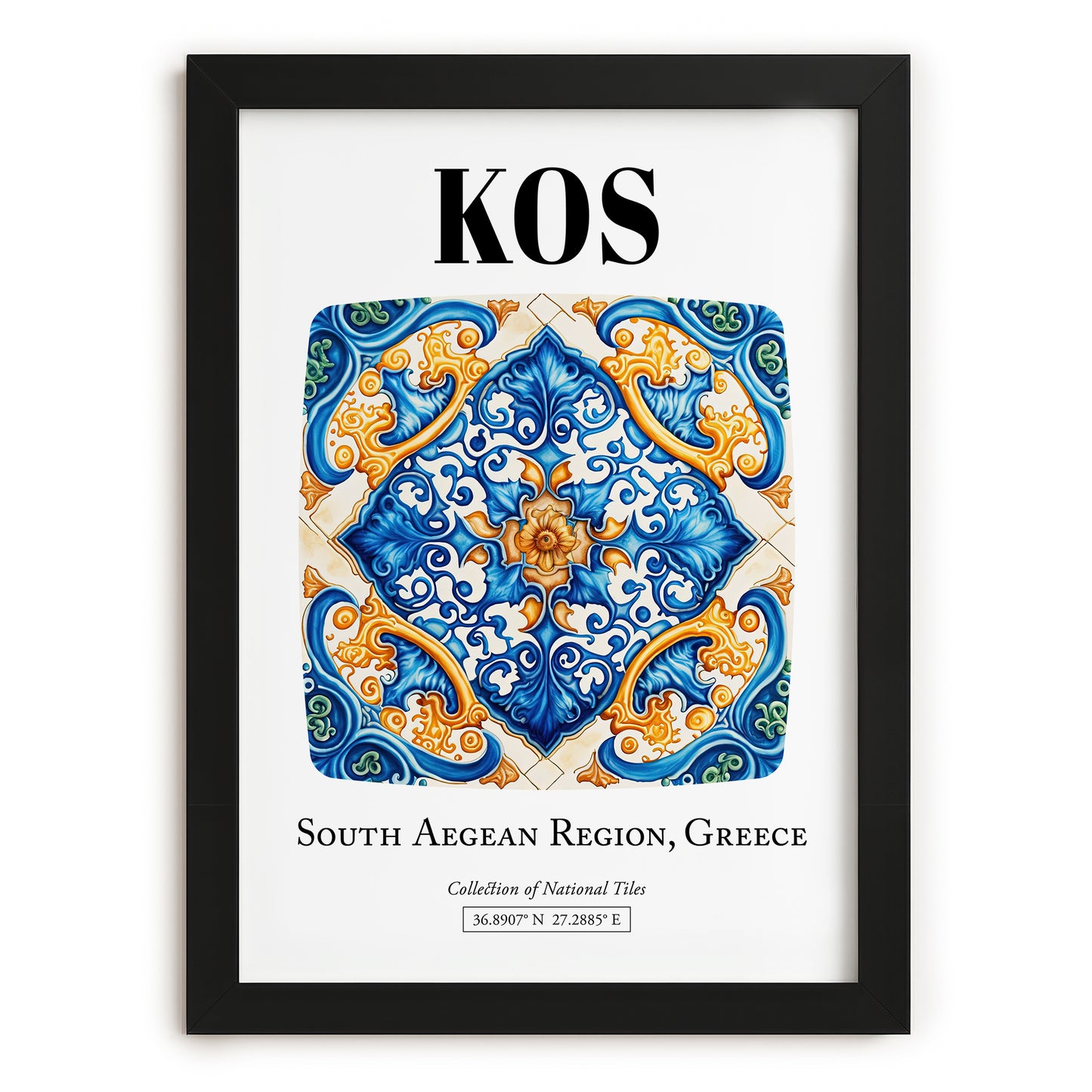 Kos, Greece – Global Cities Wall Print, in sleek black frame