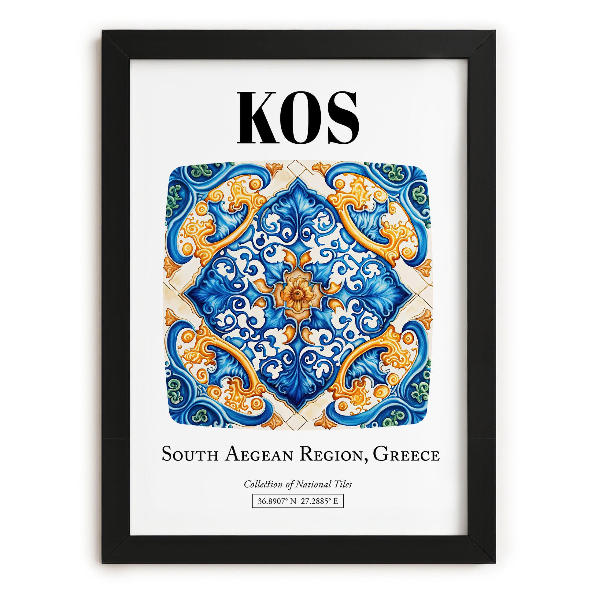 Kos, Greece – Global Cities Wall Print, in sleek black frame