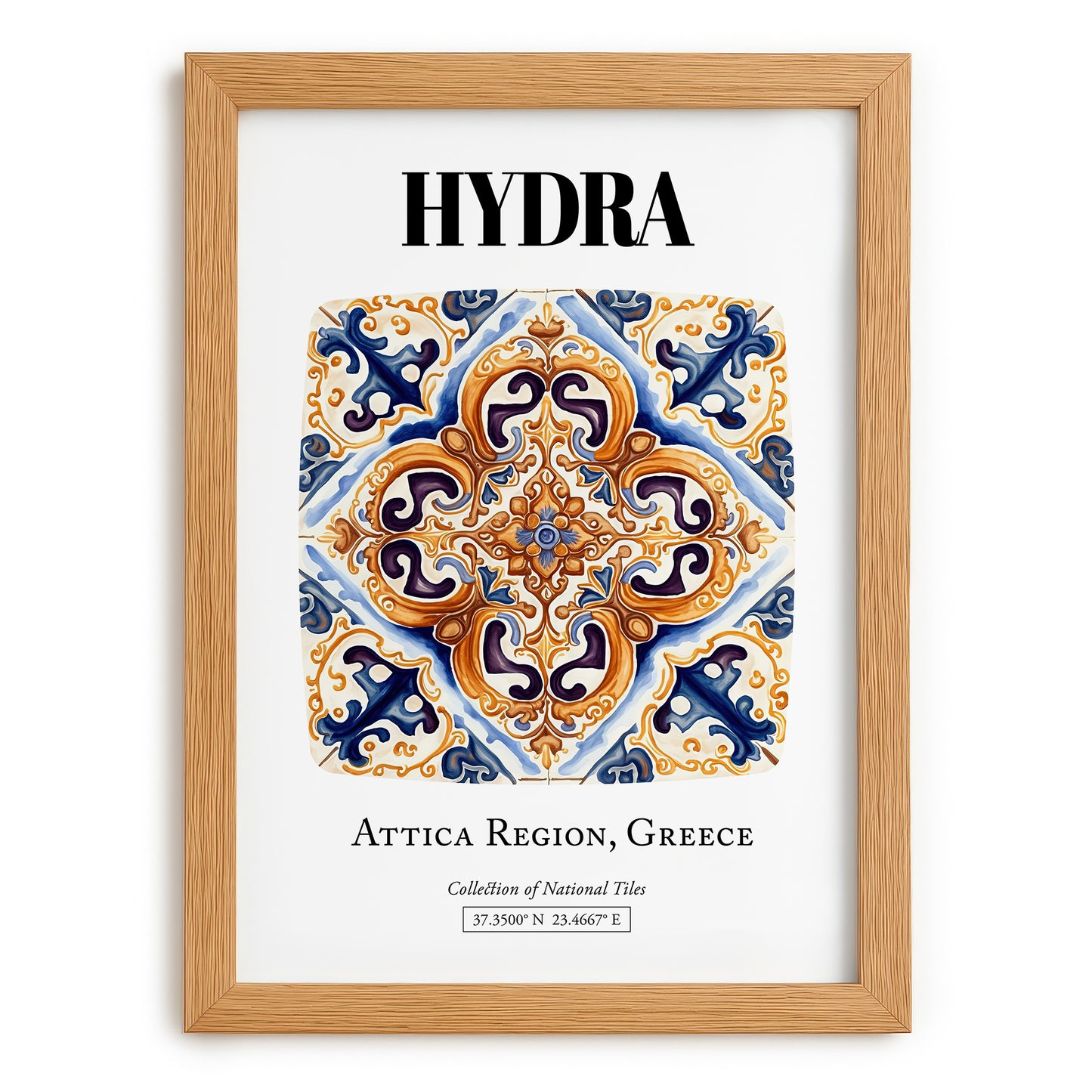 Hydra, Greece – Away From Home Poster, set in oak frame