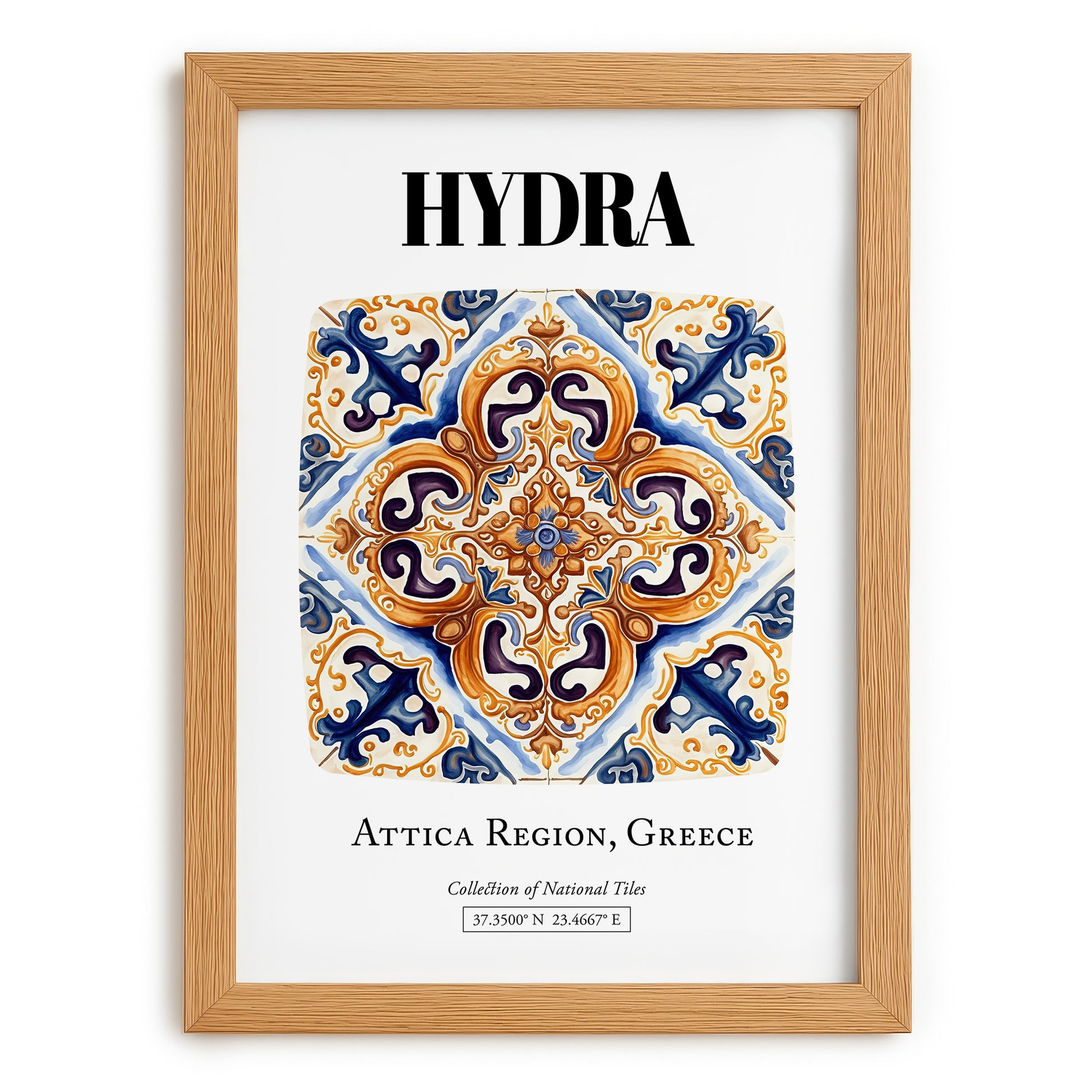 Hydra, Greece – Away From Home Poster, set in oak frame