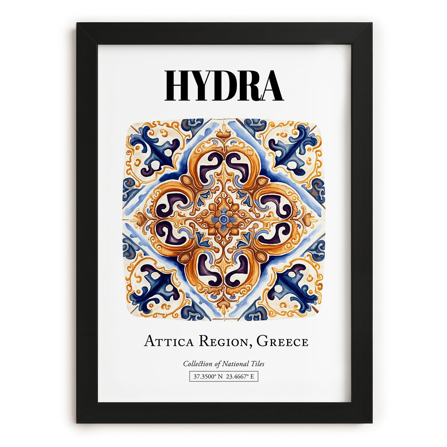 Hydra, Greece – Away From Home Poster, in sleek black frame