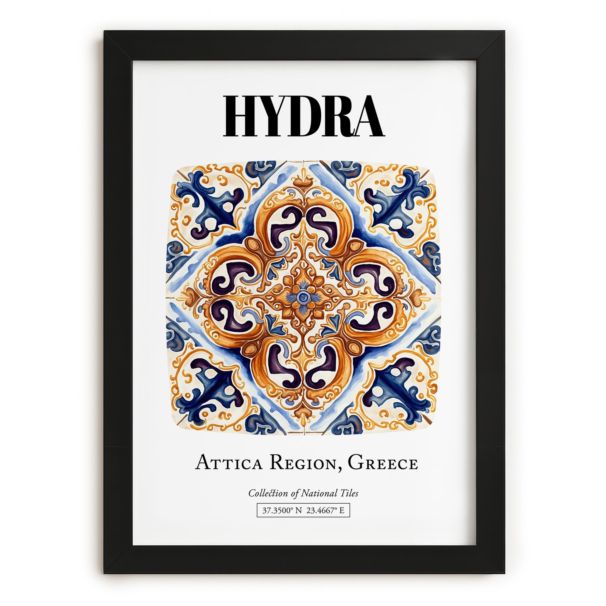 Hydra, Greece – Away From Home Poster, in sleek black frame