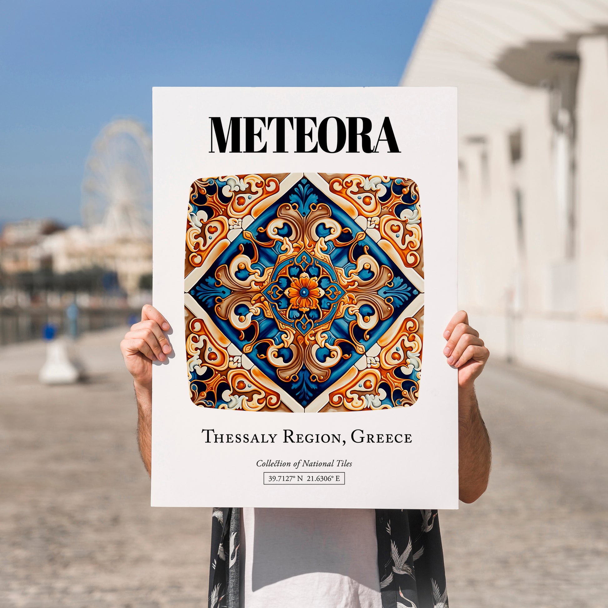 Meteora, Greece – Cityscape Wall Art, no-text version framed in wood