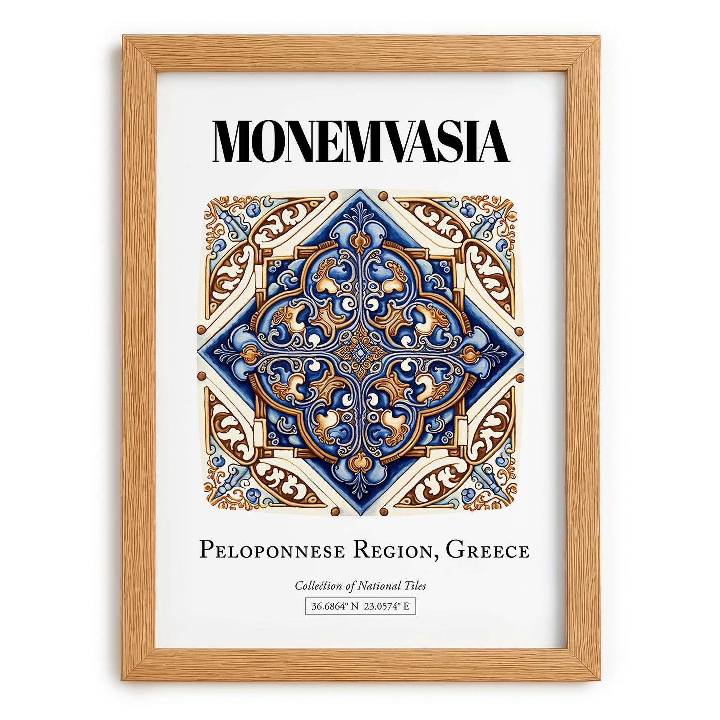 Monemvasia, Greece – Travel Wall Decor, set in oak frame