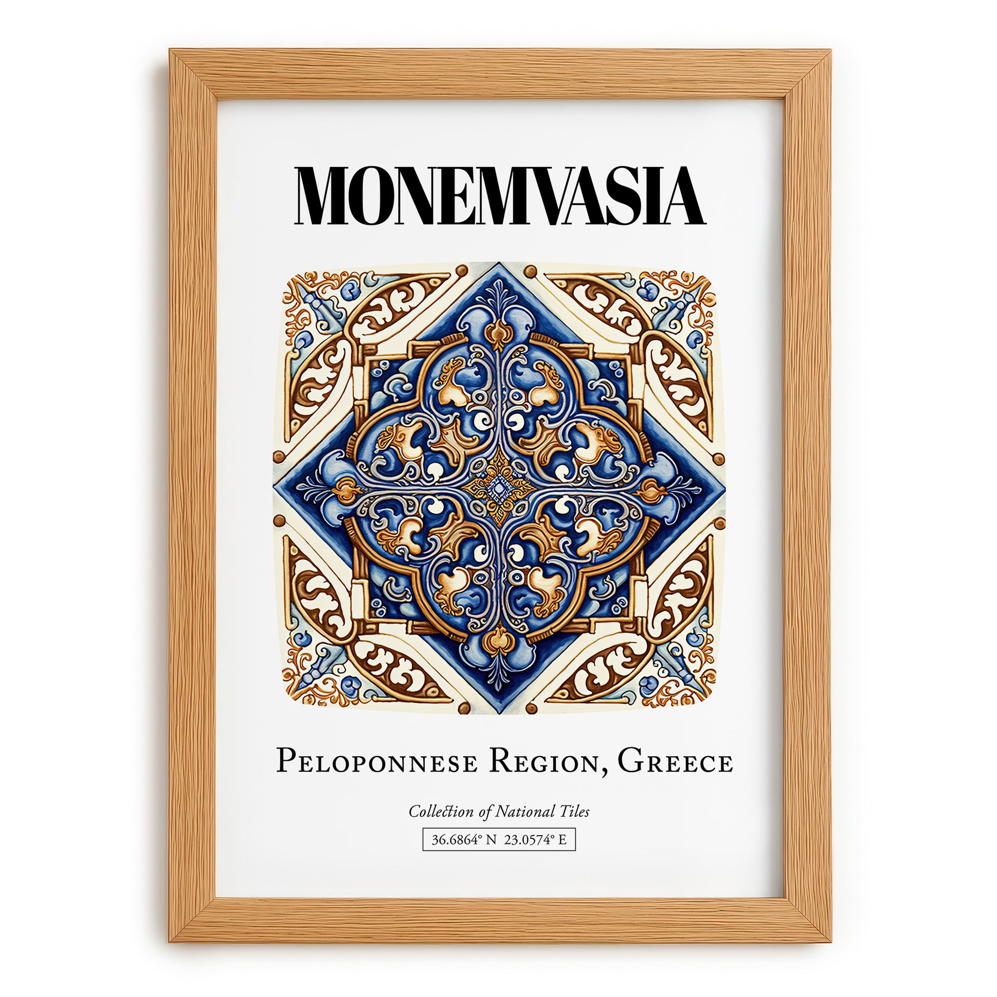 Monemvasia, Greece – Travel Wall Decor, set in oak frame