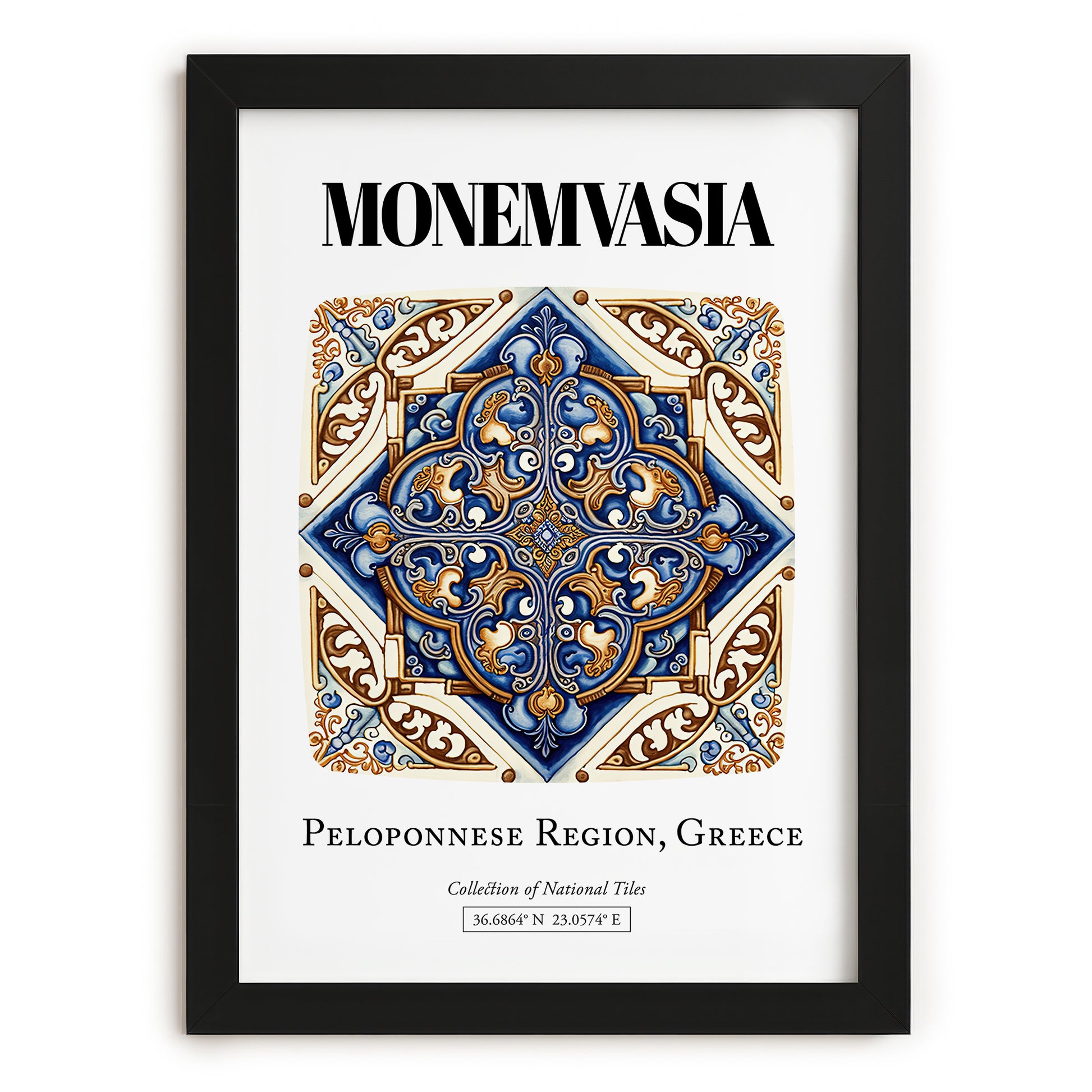 Monemvasia, Greece – Travel Wall Decor, in sleek black frame