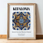 Kefalonia, Greece – Minimalist Travel Print, in wooden frame leaning on the floor
